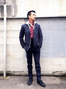 「アイテム（テーラードジャケット）」を使った、yutaさん（メンズ・170cm）の冬コーディネート