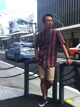 「LACOSTE L!VE（ラコステライブ）のアイテム」を使った、yutaさん（メンズ・171cm）の夏コーディネート