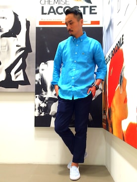 「LACOSTE L!VE（ラコステライブ）のアイテム」を使った、yutaさん（メンズ・171cm）の夏コーディネート