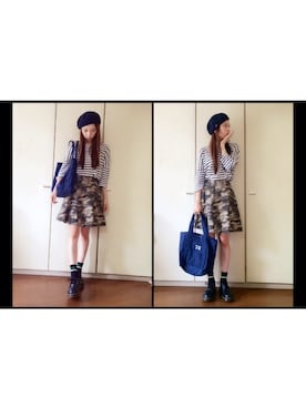「高橋愛」｜「アイテム（ハンチング/ベレー帽）」を使った、sarryさん（レディース・161cm）の秋コーディネート