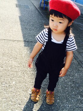 「フリンジ」｜「アイテム（オールインワン・サロペット）」を使った、raraさん（キッズ・70cm）の秋コーディネート