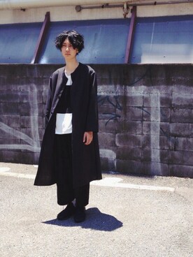 「モードストリート」｜「アイテム（ノーカラージャケット）」を使った、足立 さわこさん（メンズ・180cm）の夏コーディネート