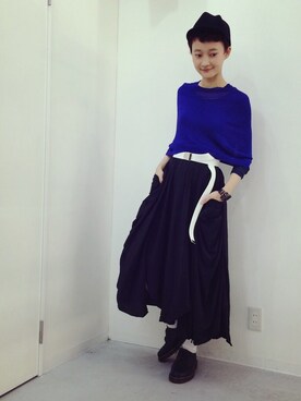 「Martin Margiela」｜「アイテム（キャップ）」を使った、足立 さわこさん（レディース・165cm）の秋コーディネート