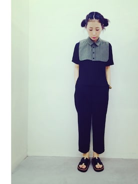 「アイテム（その他、グリーン系）」を使った、足立 さわこさん（レディース・156cm）の夏コーディネート