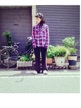 「UNDERCOVER（アンダーカバー）のアイテム」を使った、足立 さわこさん（レディース・156cm）の夏コーディネート