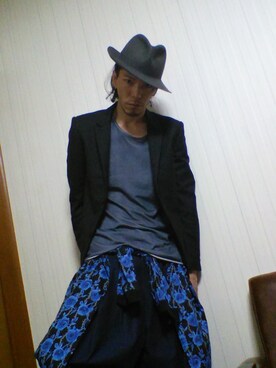 「N4（エヌフォー）のアイテム（帽子）」を使った、takashiさん（メンズ・180cm）の夏コーディネート