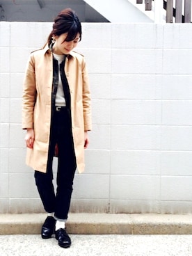 「MACKINTOSH PHILOSOPHY（ﾏｯｷﾝﾄｯｼｭ ﾌｨﾛｿﾌｨｰ）のアイテム（ジャケット/アウター）」を使った、あかいけまいさん（レディース・157cm）の春コーディネート