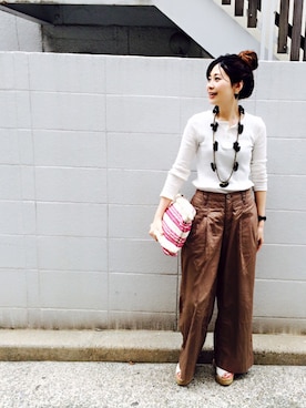 「GAIMO（ガイモ）のアイテム」を使った、あかいけまいさん（レディース・157cm）の春コーディネート