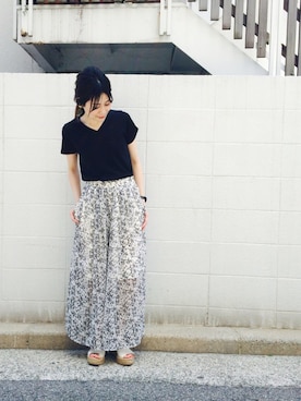 「GAIMO（ガイモ）のアイテム」を使った、あかいけまいさん（レディース・157cm）の春コーディネート