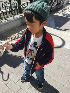 「5歳」｜「アイテム（ジャージ）」を使った、Junoさん（キッズ・110cm）の秋コーディネート