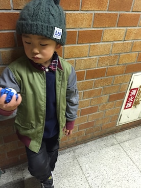 「uu」｜「アイテム（ニットキャップ/ビーニー）」を使った、Junoさん（キッズ・110cm）の秋コーディネート