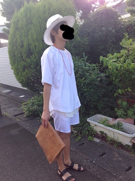 「SHAREEF（シャリーフ）のアイテム（バッグ）」を使った、ぺろり菌さん（メンズ・173cm）の夏コーディネート
