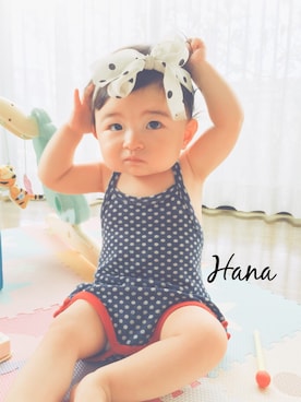 「PETIT BATEAU（プチバトー）のアイテム（キャミソール）」を使った、Hanaさん（キッズ・70cm）の夏コーディネート