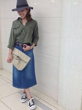 「N.（N. Natural Beauty Basic）（エヌエヌナチュラルビューティーベーシック）のアイテム（帽子）」を使った、KAEさん（レディース・160cm）の夏コーディネート