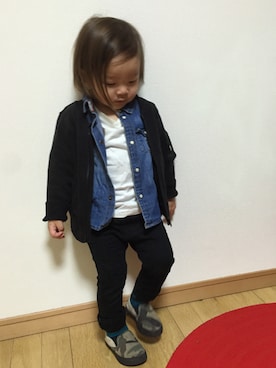 「オトナカジュアル」｜「アイテム（ブルゾン）」を使った、saayaさん（キッズ・80cm）の冬コーディネート