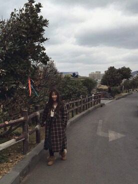 「アイテム（その他トップス、ブラウン系）」を使った、赤豆元宵さん（レディース・165cm）の秋コーディネート