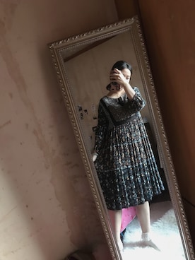 「PULL&BEAR（プルアンドベア）のアイテム（ワンピース）」を使った、赤豆元宵さん（レディース・165cm）の秋コーディネート
