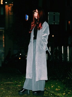 「WEGO（ウィゴー）のWEGO/ワイドリブハイネックニット（ニット/セーター、ブラック系）」を使った、HIGHCOLOR.Hさん（レディース）の冬コーディネート