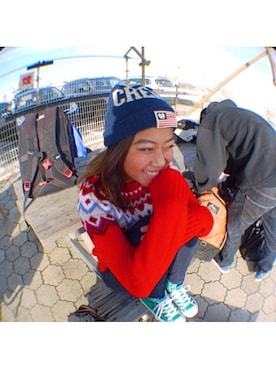 「WU-TANG（ウータン）のアイテム」を使った、Mai Shigenoさん（レディース・162cm）の冬コーディネート