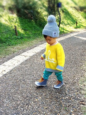 「babyGAP（babyGAP）のアイテム（シューズ）」を使った、MAOKICHIさん（キッズ・70cm）の秋コーディネート