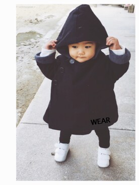 「MAKIE（マキエ）のアイテム」を使った、kiki26さん（キッズ・70cm）の冬コーディネート