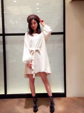 「SNIDEL（スナイデル）のアイテム（チュニック）」を使った、小摆さん（レディース・163cm）の秋コーディネート