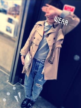 「MAISON KITSUNE」｜「アイテム（トレンチコート）」を使った、Qmiさん（レディース・160cm）の夏コーディネート