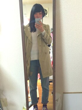 「3can4on（サンカンシオン）のアイテム（トレンチコート）」を使った、こにさん（レディース・162cm）の春コーディネート