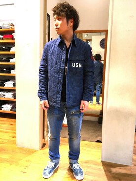 「TYPE BLUE（タイプブルー）のアイテム（トップス）」を使った、三品文哉さん（メンズ・163cm）の秋コーディネート