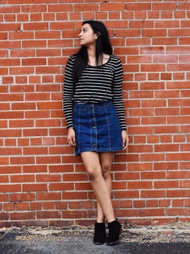「stripes」｜「アイテム（ブーティ）」を使った、Gloria さん（レディース・163cm）の秋コーディネート