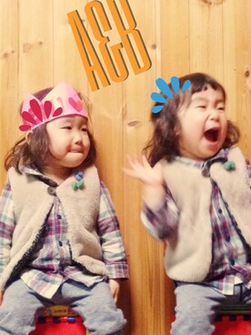 「スウェット×シャツ」｜A&Bさん（キッズ・90cm）の冬コーディネート