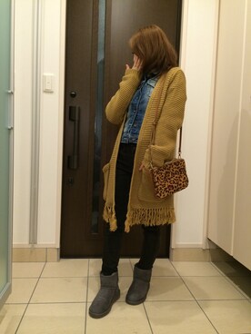 「stradivarius（ストラディバリウス）のアイテム（デニムジャケット）」を使った、miさん（レディース・148cm）の冬コーディネート