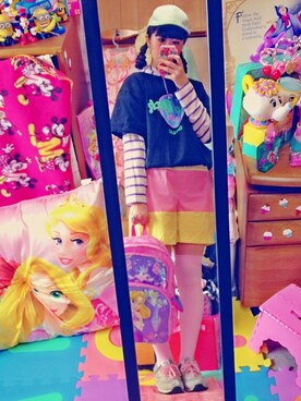 「アイテム（その他パンツ、ピンク系）」を使った、ゆうみんさん（レディース・166cm）の夏コーディネート