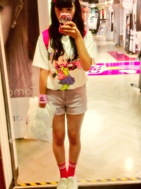 「アイテム（その他パンツ、パープル系）」を使った、ゆうみんさん（レディース・166cm）の夏コーディネート