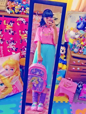 「アイテム（スカート、ブルー系）」を使った、ゆうみんさん（レディース・166cm）の夏コーディネート