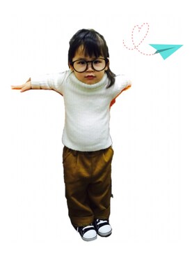 「あけおめ」｜「アイテム（パンツ）」を使った、Riririさん（キッズ・90cm）の冬コーディネート