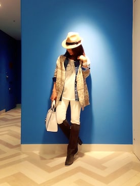 「カウチンセーター」｜「アイテム（パンツ）」を使った、megさん（レディース・155cm）の冬コーディネート