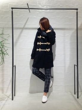 「アイテム（ダッフルコート）」を使った、megさん（レディース・155cm）の冬コーディネート