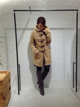 「アイテム（ムートンコート）」を使った、megさん（レディース・155cm）の冬コーディネート