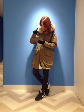 「アイテム（モッズコート）」を使った、megさん（レディース・155cm）の冬コーディネート