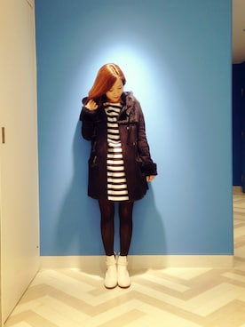 「春物」｜「アイテム（ムートンコート）」を使った、megさん（レディース・155cm）の冬コーディネート