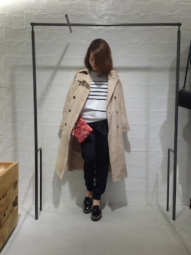 「アイテム（クラッチバッグ）」を使った、megさん（レディース・155cm）の冬コーディネート