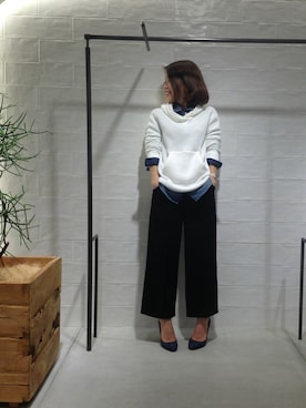 「ガウチョパンツ」｜megさん（レディース・155cm）の冬コーディネート