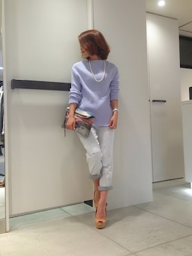 「アイテム（クラッチバッグ）」を使った、megさん（レディース・155cm）の春コーディネート