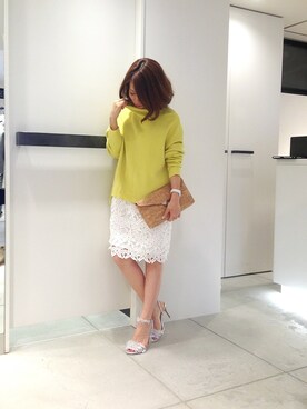 「アイテム（クラッチバッグ）」を使った、megさん（レディース・155cm）の春コーディネート