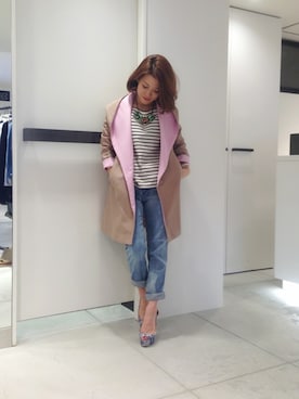 「アイテム（アクセサリー、グリーン系）」を使った、megさん（レディース・155cm）の春コーディネート