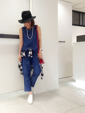 「アイテム（オールインワン・サロペット）」を使った、megさん（レディース・155cm）の春コーディネート