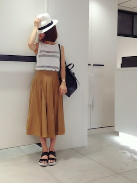 「アイテム（バックパック/リュック）」を使った、megさん（レディース・155cm）の夏コーディネート