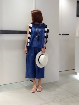 「アイテム（つなぎ/オールインワン）」を使った、megさん（レディース・155cm）の夏コーディネート