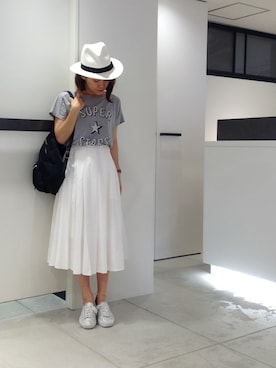 「アイテム（バックパック/リュック）」を使った、megさん（レディース・155cm）の夏コーディネート